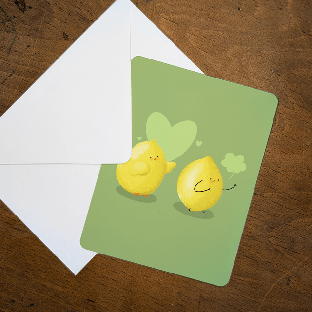 Amour poussin et citron - 13,9 x 10,7 cm