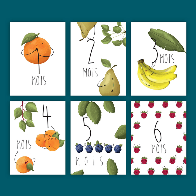 Cartes étapes fruits - 12 mois